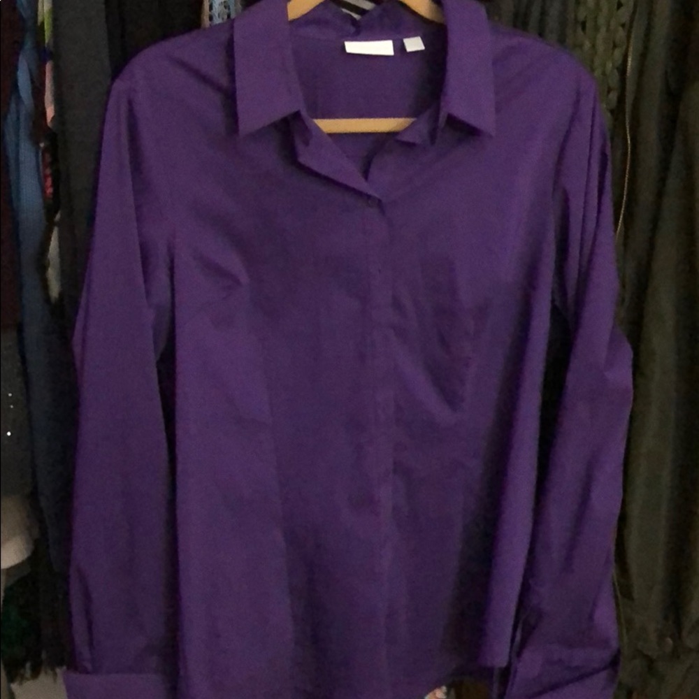 Stretch Button up blouse with French cuff sleeves